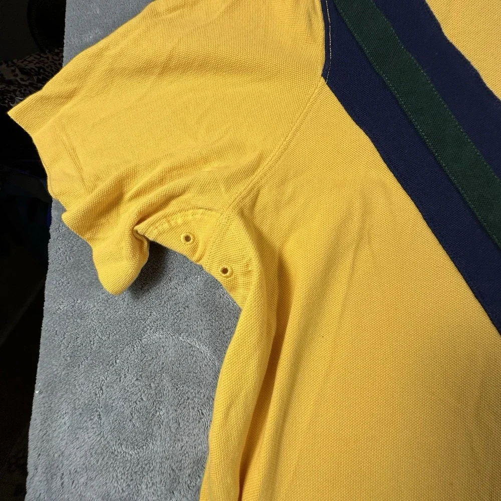 Polo Ralph Lauren Rugby Polo Shirt Men's XL Kicker Embroidered Yellow Retro Prep